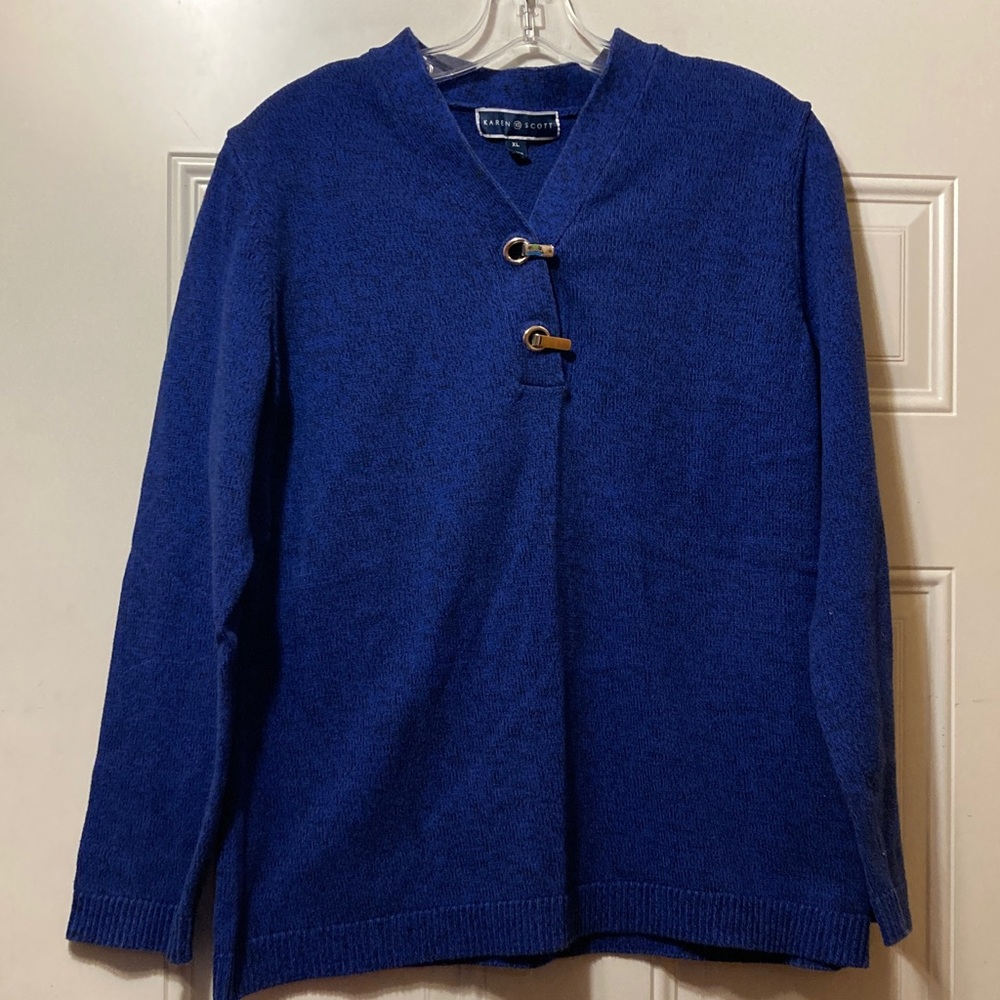 Karen Scott Royal Blue Sweater with Toggle Accents XL